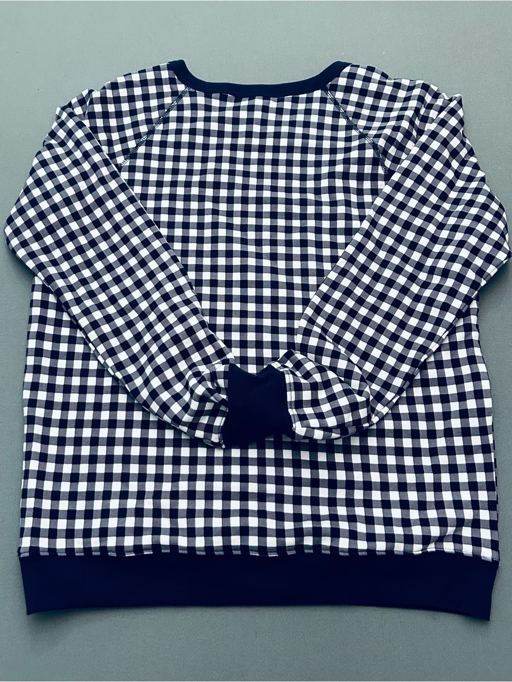 Draper James Preppy Women's Navy and White Classic Gingham Crewneck Sweater - Picture 7 of 7